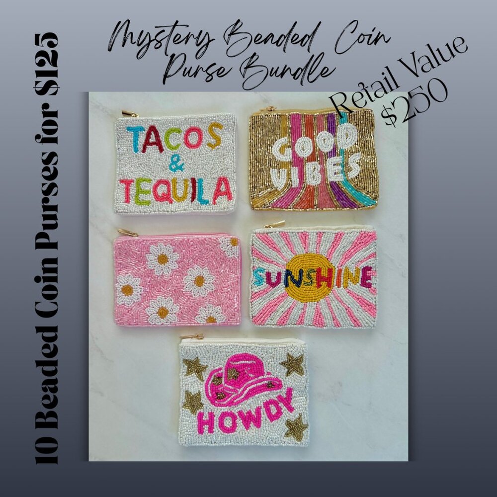 Mystery Bundle – 10 Beaded Coin Purses (NWT)